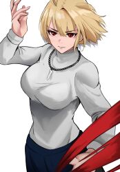 Rule 34 | absurdres, arcueid brunestud, blonde hair, breasts, chain, claw pose, claws, highres, large breasts, shadowcero, short hair, tsukihime, type-moon