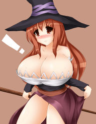 Rule 34 | artist request, blush, breasts, cleavage, dragon&#039;s crown, hat, highres, huge breasts, sorceress (dragon&#039;s crown), staff, vanillaware, weapon