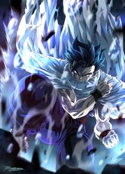 Rule 34 | absurdres, angry, aura, black eyes, black hair, cape, dragon ball, energy, highres, muscular, muscular male, potential unleashed, serious, son gohan, tagme, ultimate gohan