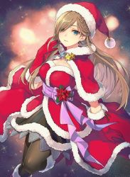 Rule 34 | braid, brown hair, christmas, gloves, hair over one eye, hat, pantyhose, red hat, santa hat, solo, tales of (series), tales of the abyss, tear grants