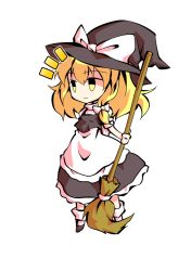 Rule 34 | 1girl, apron, black eyes, black footwear, blonde hair, bow, broom, chibi, closed mouth, dairi, dress, frills, full body, grey dress, grey hat, hair between eyes, hair bow, hat, hat bow, kirisame marisa, looking to the side, medium hair, puffy short sleeves, puffy sleeves, shaded face, shirt, shoes, short sleeves, simple background, smile, socks, solo, standing, tachi-e, touhou, transparent background, white apron, white background, white bow, white shirt, white sleeves, white socks, witch hat, yellow eyes