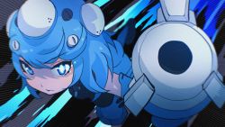 Rule 34 | blue eyes, blue hair, cats yone, closed mouth, ghost in the shell, highres, kemono friends, kemono friends 3, short hair, simple background, solo, tachikoma