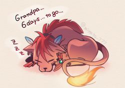 Rule 34 | 1boy, animal, animal ears, commentary request, earrings, closed eyes, final fantasy, final fantasy vii, fur, jewelry, minato (ct 777), red fur, red xiii, sleeping, snout, tail