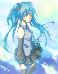 Rule 34 | 1girl, bad id, bad pixiv id, colorized, hatsune miku, koyume, long hair, skirt, solo, thighhighs, twintails, very long hair, vocaloid