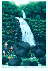 Rule 34 | 5boys, animated, animated gif, artist name, dated, day, faceless, faceless male, multiple boys, original, outdoors, pixel art, rock, scenery, toyoi yuuta, tree, water, waterfall