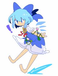 Rule 34 | !, 1girl, absurdres, barefoot, blue bow, blue dress, blue eyes, blue hair, bow, cirno, commentary request, dress, flower, hair bow, hidden star in four seasons, highres, ice, ice wings, op na yarou, plant, short sleeves, sketch, solo, sunflower, tan, tanned cirno, touhou, vines, wings