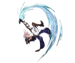 Rule 34 | 10s, 1boy, belt, blue eyes, boots, braid, full body, granblue fantasy, jewelry, long hair, male focus, minaba hideo, official art, pink hair, ponytail, randall (granblue fantasy), ring, solo, teeth, transparent background