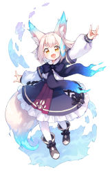 Rule 34 | 1girl, animal ear fluff, animal ears, blouse, blush, fox ears, fox girl, fox shadow puppet, fox tail, highres, kito (sorahate), long sleeves, looking at viewer, original, pantyhose, shirt, short eyebrows, short hair, simple background, solo, tail, thick eyebrows, white background, white hair, white pantyhose, white shirt, yellow eyes