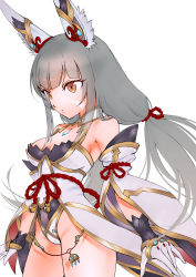 Rule 34 | 1girl, absurdres, animal ears, breasts, cat ears, chest jewel, cleavage, detached sleeves, facial mark, highleg, highleg leotard, highres, leotard, long hair, low twintails, nia (blade) (xenoblade), nia (xenoblade), silver hair, small breasts, solo, thighhighs, twintails, ug333333, very long hair, xenoblade chronicles (series), xenoblade chronicles 2, yellow eyes