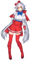 Rule 34 | 1girl, back bow, beret, blue bow, blue bowtie, bow, bowtie, closed mouth, creatures (company), cropped jacket, full body, game freak, gen 3 pokemon, gloves, grey hair, hand up, hat, jacket, juliet sleeves, katagiri hachigou, latias, legendary pokemon, long hair, long sleeves, miniskirt, nintendo, open clothes, open jacket, personification, pokemon, puffy sleeves, red bow, red skirt, red thighhighs, shirt, simple background, skirt, smile, solo, thighhighs, very long hair, white background, white gloves, white jacket, white shirt, yellow eyes, zettai ryouiki