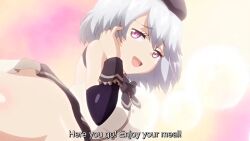 Rule 34 | absurdres, animated, anime screenshot, anus, ass, censored, erin (knight of erin), highres, knight of erin, open mouth, purple eyes, pussy, shiny skin, skirt, tagme, thighhighs, tongue, video, white hair