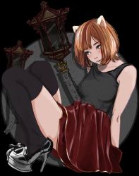 Rule 34 | 1girl, animal ears, blush, breasts, brown eyes, cat, high heels, ilya kuvshinov, original, out of frame, patent heels, shoes, short hair, small breasts, solo