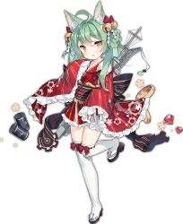 Rule 34 | 1girl, ahoge, akashi (akashi&#039;s in the red nya!) (azur lane), akashi (azur lane), alternate costume, animal ears, azur lane, bell, cat ears, coin, drum (container), eyebrows, frilled sleeves, frills, full body, gears, gem, green skirt, hair bell, hair ornament, japanese clothes, jingle bell, kimono, long hair, long sleeves, mole, mole under eye, official art, over-kneehighs, red kimono, ribbon-trimmed clothes, ribbon-trimmed legwear, ribbon trim, saru, shide, short kimono, skirt, sleeves past wrists, solo, tachi-e, thighhighs, transparent background, white thighhighs, wide sleeves, wrench, yellow eyes