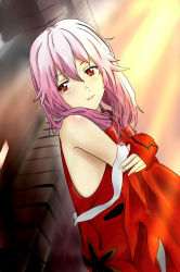 Rule 34 | 10s, 1girl, absurdres, bad id, bad pixiv id, bare shoulders, blush, breeze (wcf), detached sleeves, guilty crown, hair ornament, highres, long hair, pink hair, red eyes, smile, solo, thighhighs, twintails, wbreeze, yuzuriha inori