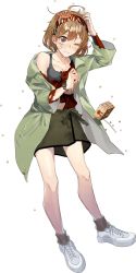 Rule 34 | 1girl, bandaid, bandaid on face, beans, blush, brown eyes, crab, drew (drew213g), full body, kantai collection, light brown hair, oboro (kancolle), official art, short hair, solo, torn clothes, transparent background