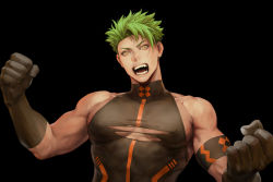 Rule 34 | 1boy, achilles (fate), bad id, bad pixiv id, bara, bare arms, bodysuit, changye, covered erect nipples, diving suit, fate/grand order, fate (series), gloves, green hair, highres, large pectorals, looking at viewer, male focus, muscular, muscular male, official alternate costume, pectoral cleavage, pectorals, short hair, sidepec, single hair intake, solo, spiked hair, swimsuit, teeth, torn bodysuit, torn clothes, torn swimsuit, upper body, wetsuit