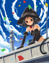 Rule 34 | 1girl, 53box, animal ears, cat ears, cat tail, cloud, day, original, sango (53box), sky, solo, tail, witch