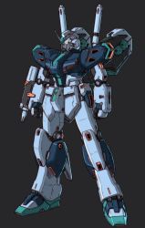 Rule 34 | banchengping@126, char&#039;s counterattack, glowing, glowing eyes, grey background, gun, gundam, gundam msv, highres, mecha, no humans, nu gundam mp type, robot, science fiction, simple background, solo, weapon