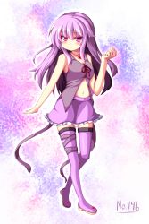 Rule 34 | 1girl, boots, espeon, highres, long hair, navel, ominaeshi (takenoko), personification, pokemon, purple eyes, purple hair, solo, thigh boots, thighhighs