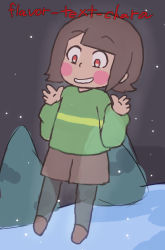 Rule 34 | androgynous, chara (undertale), full body, gender request, nature, outdoors, plant, renoa yu, sky, tagme, undertale