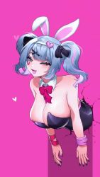 Rule 34 | 1girl, 2024, :d, ;d, animal ears, animated, bare shoulders, blue eyes, blue hair, blue nails, blush, bouncing breasts, breasts, cleavage, collaboration, commentary, da3iann, detached collar, fang, female focus, hair ornament, hairband, hairclip, hatsune miku, heart, highres, implied sex, kh 626, large breasts, leotard, looking at viewer, miku day, multicolored hair, music, necktie, one eye closed, open mouth, pink background, pink hair, playboy bunny, pure pure (rabbit hole), rabbit ears, rabbit hole, rabbit hole (vocaloid), ribbon, sexually suggestive, simple background, skin fang, smile, solo, sound, streaked hair, teardrop facial mark, through wall, tongue, tongue out, twintails, two-tone hair, video, vocaloid