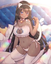 Rule 34 | 1girl, animal ears, cat ears, cat tail, cleavage cutout, clothing cutout, indie virtual youtuber, tail, trinity (vtuber), underwear