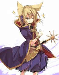 Rule 34 | 1girl, bad id, bad twitter id, belt, bracelet, brown eyes, brown hair, cape, dress, earmuffs, highres, jewelry, looking at viewer, one eye closed, short hair, simple background, smile, smirk, solo, sparkle, sword, teru (kazanawa), text focus, touhou, toyosatomimi no miko, weapon, white background