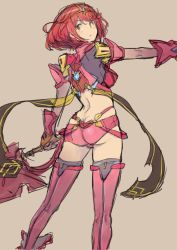 Rule 34 | 1girl, breasts, cleavage, gem, hair ornament, headpiece, highres, jewelry, large breasts, nintendo, pyra (xenoblade), red eyes, red hair, rosia san, short hair, sketch, solo, tiara, xenoblade chronicles (series), xenoblade chronicles 2