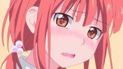 Rule 34 | 1girl, animated, animated gif, blush, fang, kurahashi riko, love lab (manga), orange eyes, red hair, tears