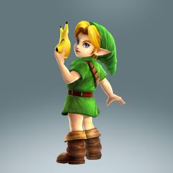 Rule 34 | 1boy, absurdres, boots, child, fox mask, full body, green shirt, hat, highres, hyrule warriors, link, male focus, mask, nintendo, official art, pointy ears, shirt, solo, standing, tagme, the legend of zelda, the legend of zelda: majora&#039;s mask, young link