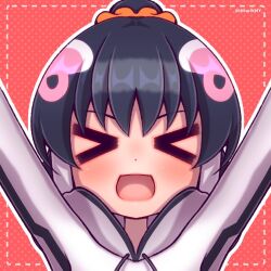 Rule 34 | 1girl, african penguin (kemono friends), black hair, blush, hikarikmy, kemono friends, kemono friends v project, long hair, multicolored hair, penguin girl, pink hair, simple background, solo, virtual youtuber