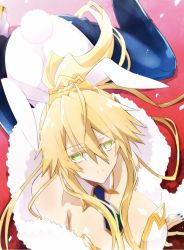 Rule 34 | 1girl, ahoge, all fours, animal ears, artoria pendragon (all), artoria pendragon (fate), artoria pendragon (swimsuit ruler) (fate), ass, bare shoulders, blonde hair, blue pantyhose, braid, breasts, cleavage, closed mouth, detached collar, fake animal ears, fate/grand order, fate (series), feather boa, fishnet pantyhose, fishnets, french braid, green eyes, hair between eyes, highleg, highleg leotard, large breasts, leotard, light smile, long hair, looking at viewer, nogi (acclima), pantyhose, playboy bunny, ponytail, rabbit ears, rabbit tail, sidelocks, tail, thighs, tiara, white leotard, wrist cuffs