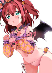 Rule 34 | 1girl, absurdres, aqua eyes, bare shoulders, birthday, dated, halloween, highres, kurosawa ruby, love live!, love live! sunshine!!, open mouth, panties, red eyes, simple background, solo, stlyuitan, two side up, underwear