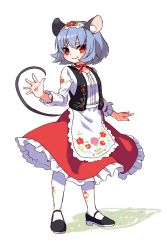 Rule 34 | 1girl, animal ears, bad id, bad twitter id, grey hair, highres, koza, kozakura (dictionary), mary janes, mouse ears, mouse tail, nazrin, pantyhose, red eyes, shoes, short hair, solo, tail, touhou, traditional clothes
