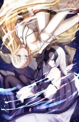 Rule 34 | 2girls, absurdres, armor, armored boots, armored dress, back, bare back, bare shoulders, blonde hair, blue eyes, boots, breasts, clothing cutout, dual persona, fate/grand order, fate (series), fur-trimmed legwear, fur trim, gauntlets, gloves, headpiece, highres, holding hands, jeanne d&#039;arc (fate), jeanne d&#039;arc (third ascension) (fate), jeanne d&#039;arc alter (avenger) (fate), jeanne d&#039;arc alter (avenger) (third ascension) (fate), jeanne d&#039;arc alter (fate), kairi (miry666), large breasts, long hair, looking at viewer, multiple girls, plackart, thighhighs, very long hair, yellow eyes