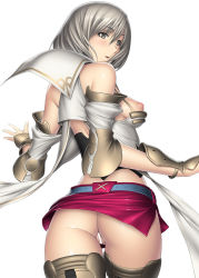 Rule 34 | 00s, 1girl, :o, armor, ashelia b&#039;nargin dalmasca, ass, back, bare shoulders, belt, blush, bracer, breasts, capelet, censored, clothes pull, detached sleeves, embarrassed, final fantasy, final fantasy xii, from behind, huge ass, kansuke, large breasts, looking back, microskirt, miniskirt, nipples, no bra, no panties, open mouth, panties, puffy nipples, pussy, shiny clothes, shiny skin, shirt pull, short hair, shoulder pads, sideboob, silver hair, simple background, skirt, solo, standing, thighhighs, underwear, upskirt