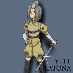 Rule 34 | 1girl, armored core, armored core: for answer, blue eyes, female focus, from software, mecha musume, short hair, solo, standing, sword, weapon, y11-latona