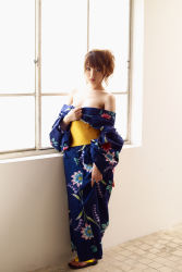 Rule 34 | 1girl, amami tsubasa, asian, bare shoulders, highres, japanese (nationality), japanese clothes, kimono, looking at viewer, photo (medium), solo, standing, tagme, window