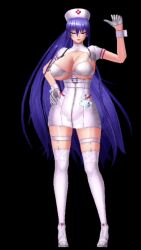 Rule 34 | 1girl, 3d, absurdly long hair, action taimanin, akiyama rinko, alternate costume, animated, areola slip, black background, blue hair, breasts, dress, full body, gloves, hat, highres, large breasts, lilith-soft, long hair, nurse, nurse cap, official alternate costume, one eye closed, open clothes, revealing clothes, shiny skin, short dress, simple background, skin tight, skirt, smile, solo, sound, standing, tagme, taimanin (series), taimanin yukikaze, talking, very long hair, video, white gloves, wide hips, wink