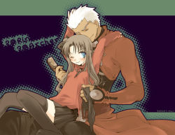 Rule 34 | 00s, 1boy, 1girl, archer (fate), dark skin, dark-skinned male, fate/stay night, fate (series), height difference, riku r, size difference, tall, thighhighs, tohsaka rin
