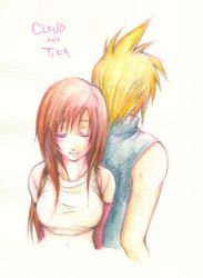Rule 34 | 1990s (style), artist request, blonde hair, breasts, brown hair, cloud strife, couple, closed eyes, final fantasy, final fantasy vii, large breasts, long hair, tifa lockhart