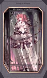 Rule 34 | 1girl, absurdres, bow, chinese commentary, cleavage cutout, clothing cutout, commentary request, dress, encasement, english text, expressionless, floating, floating hair, full body, gem, glass, grey footwear, hair bow, highres, kaname madoka, layered dress, long hair, looking at viewer, mahou shoujo madoka magica, mahou shoujo madoka magica (anime), pantyhose, pingban diandian nao, pink hair, purple gemstone, shoes, solo, two side up, ultimate madoka, white dress, white pantyhose, yellow eyes