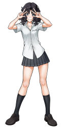Rule 34 | 1girl, amagami, black eyes, black hair, double v, fukudahda, school uniform, simple background, solo, tanamachi kaoru, v