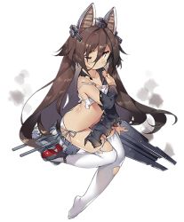 Rule 34 | 1girl, amatsukaze (warship girls r), animal ears, camisole, fake animal ears, full body, hair between eyes, long hair, looking at viewer, official art, one eye closed, panties, saru, side-tie panties, sitting, solo, thighhighs, torn clothes, torn thighhighs, transparent background, twintails, underwear, very long hair, warship girls r, white panties, white thighhighs, yellow eyes