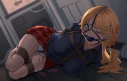 Rule 34 | 1girl, absurdres, ball gag, bdsm, blonde hair, blue eyes, bondage, bound, breasts, commission, gag, gagged, hachimiya meguru, hair ornament, harris hero, highres, idolmaster, idolmaster shiny colors, kidnapped, large breasts, long hair, looking at viewer, lying, on side, one eye closed, panties, plaid, plaid skirt, pleated skirt, pussy juice, restrained, saliva, second-party source, sex toy, skirt, solo, underwear, vibrator, vibrator cord, white panties