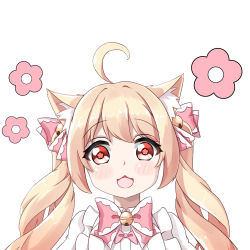 Rule 34 | 1girl, animal ears, brown hair, cat ears, highres, magical girl, neko kizuna, original, portrait, red eyes, simple background, solo, standing, tachi-e, twintails, white background