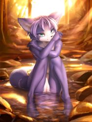 Rule 34 | 1girl, :3, absurdres, ancesra, animal ear fluff, animal ears, animal hands, animal nose, aqua eyes, arm tattoo, artist name, barefoot, blue fur, body fur, closed mouth, completely nude, crossed arms, female focus, forest, fox ears, fox girl, fox tail, full body, furry, furry female, hand on own shoulder, hands up, happy, highres, huge filesize, knees together feet apart, knees up, krystal, leg tattoo, legs, light particles, light rays, looking at viewer, nature, navel, nintendo, nude, outdoors, partially submerged, patreon username, pussy, rock, short hair, sitting, smile, snout, solo, star fox, stream, sunlight, sunset, tail, tail ornament, tail ring, tattoo, tree, two-tone fur, uncensored, water, watermark, web address, wet, white fur