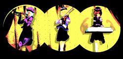 Rule 34 | 3girls, female focus, instrument, keyboard (instrument), lunasa prismriver, lyrica prismriver, merlin prismriver, multiple girls, siblings, sisters, touhou, trumpet, violin, yoshioka yoshiko
