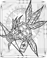Rule 34 | armor, digimon, digimon (creature), dukemon, dukemon crimson mode, feathered wings, full armor, lance, polearm, solo, weapon, wings