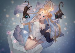 Rule 34 | 1girl, abigail williams (fate), abigail williams (swimsuit foreigner) (fate), abigail williams (swimsuit foreigner) (second ascension) (fate), artist request, bare shoulders, black bow, black cat, black jacket, blonde hair, blue eyes, blush, bow, braid, braided bun, breasts, cat, double bun, dress swimsuit, fate/grand order, fate (series), forehead, hair bun, hat, highres, jacket, keyhole, long hair, looking at viewer, mitre, multiple bows, one-piece swimsuit, open mouth, orange bow, parted bangs, sidelocks, small breasts, smile, swimsuit, twintails, very long hair, white headwear, white one-piece swimsuit